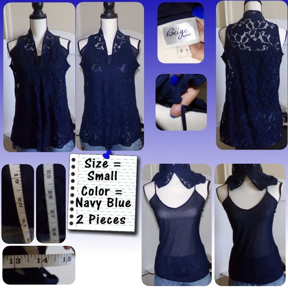 Lace V-Neck Top with Tank Top Underneath {L2} - Picture 1 of 6
